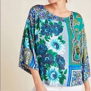 Anthroplogie Tiny Ellery Mixed Print Paisley Handkerchief Top Size XL